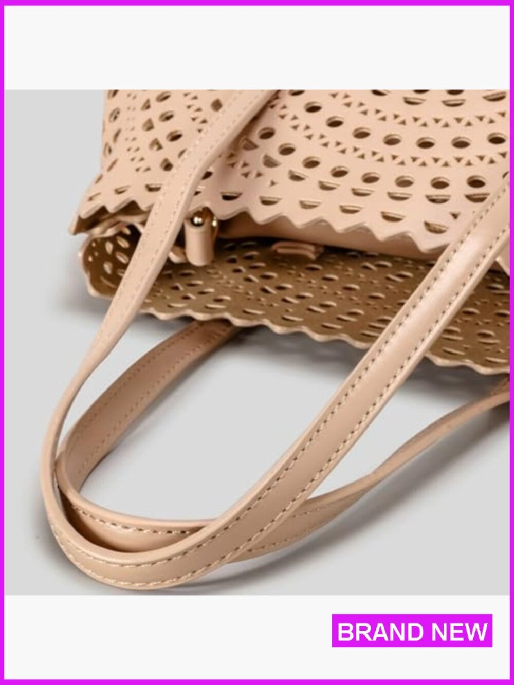Black Laser-Cut Tote Bag - Classic Women's Shoulder Bag - Picture 4 of 7